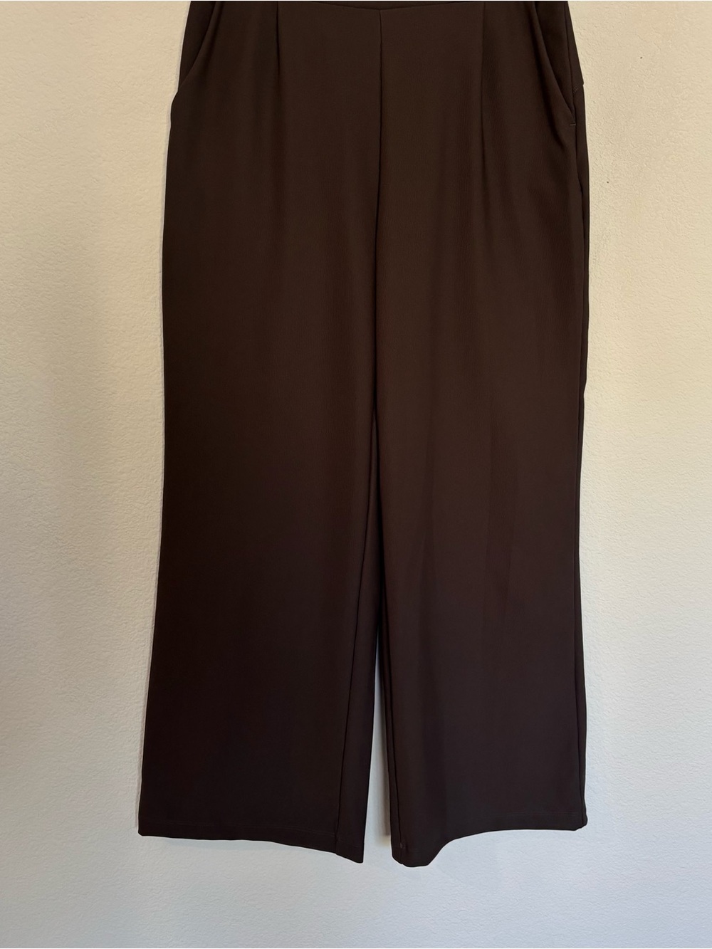 Halara Flex High Waisted Pocket Wide Leg Micro Waffle Brown Pants Trousers - Picture 4 of 7
